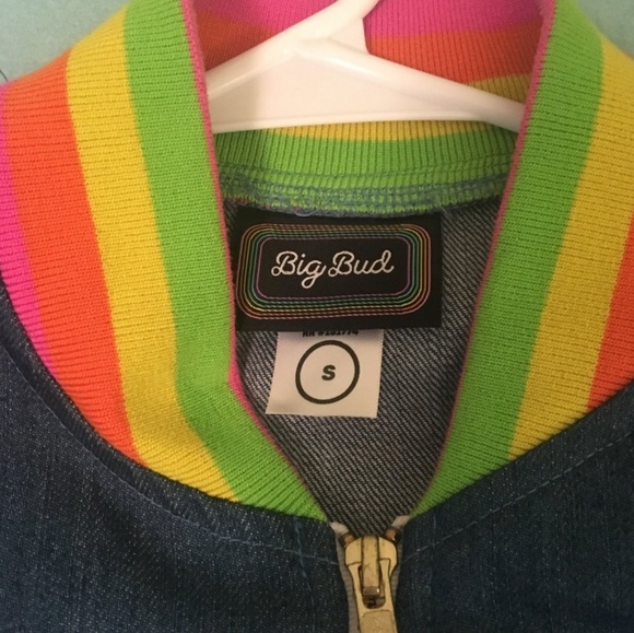 🌈RARE Big Bud Press I'm Tired rainbow bomber 🌈 - Picture 3 of 4